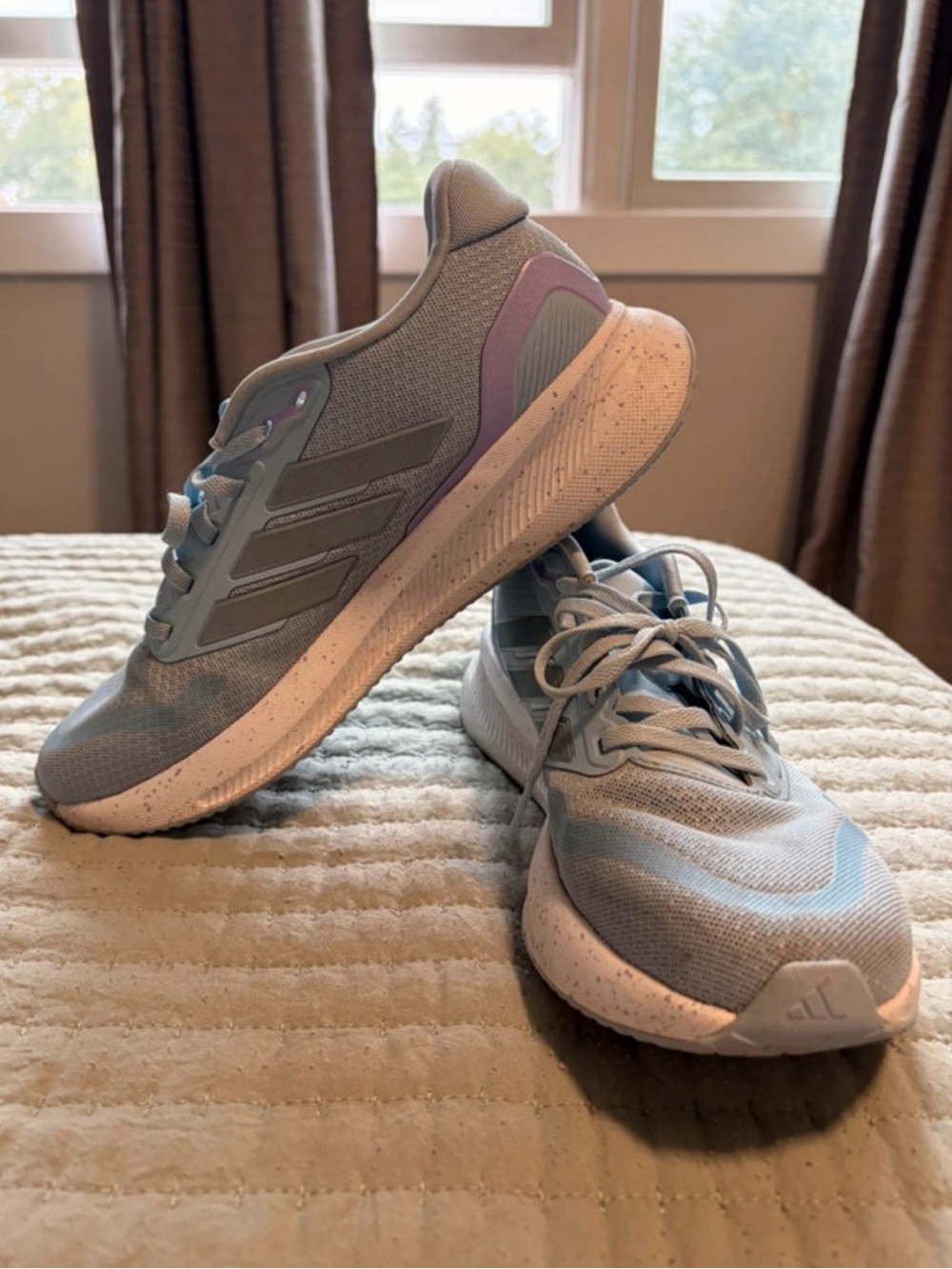adidas Women's Light Blue Running Shoes with Lilac Accents